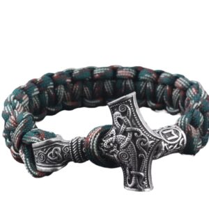 Bracelet viking paracorde couleur multi motif marteau