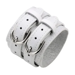 Bracelet de force double lanières cuir pour homme