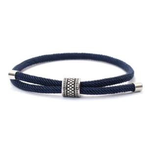 Bracelet viking en corde nylon tressé bleu marine pour homme