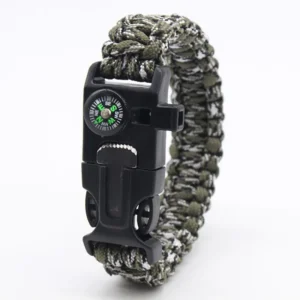 Bracelet de survie en paracorde multifonction vert camouflage et gris