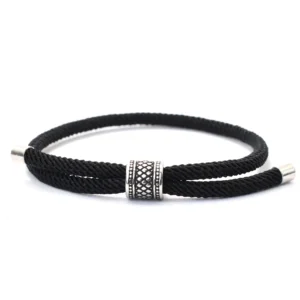Bracelet viking en corde nylon tressé noir pour homme