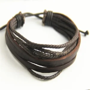 Bracelet en cuir pour homme marron multibrides