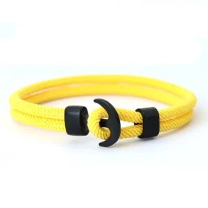 Bracelet ancre jaune et métal noir