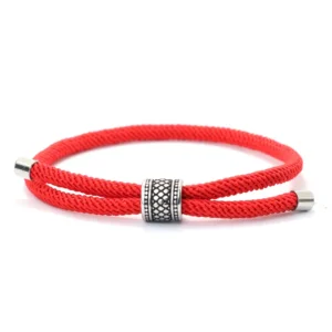 Bracelet viking en corde nylon tressé rouge pour homme