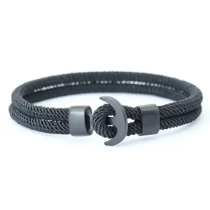 Bracelet ancre noir et métal noir