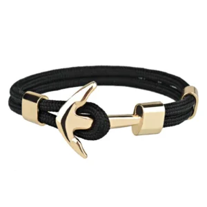 Bracelet ancre cordon tressé noir