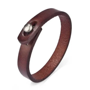 Bracelet en cuir marron pour homme boucle alliage