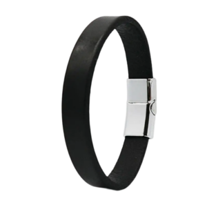 Bracelet en cuir noir pour homme avec fermoir alliage
