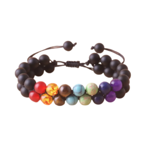 Bracelet perle homme noir matte 7chakras