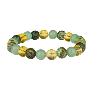 Bracelet 3 pierres aventurine verte, turquoise africaine & citroterie